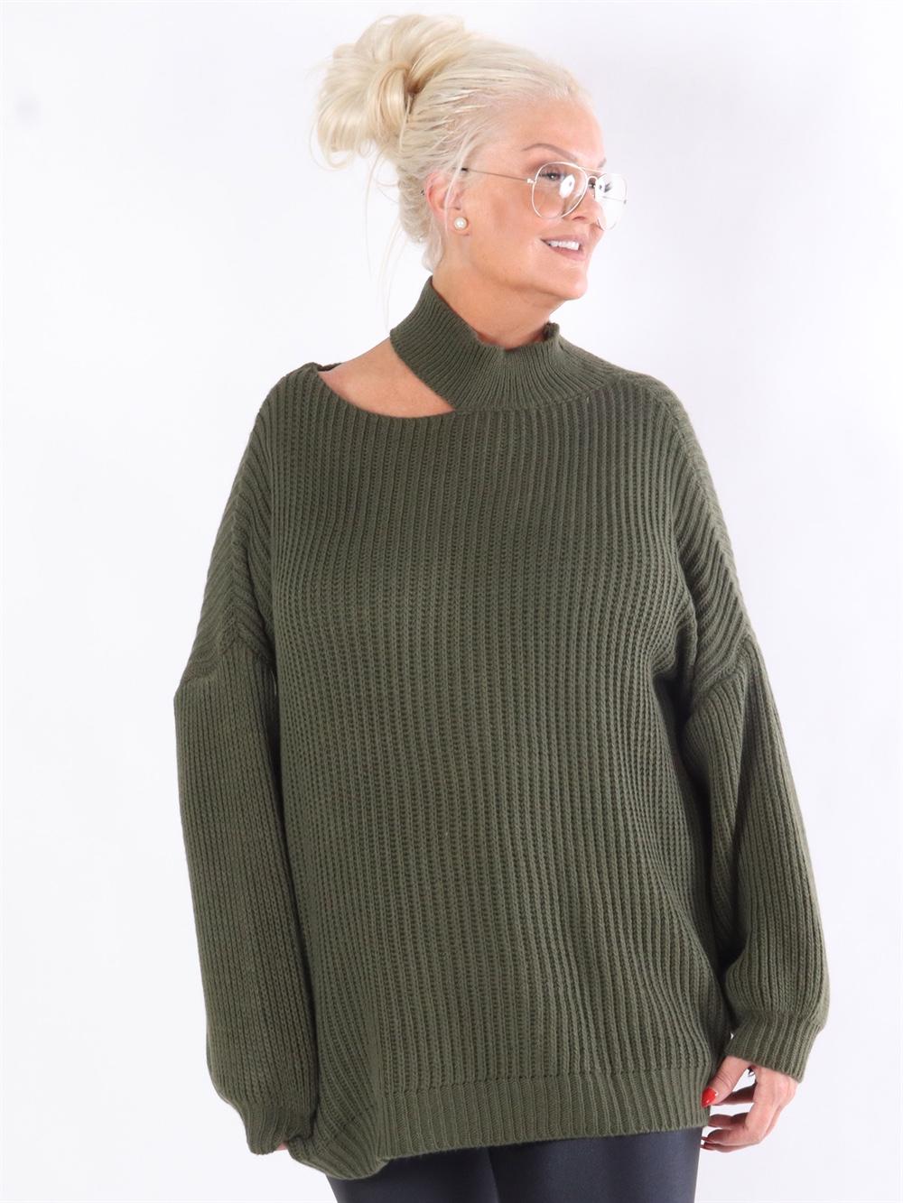 Divine - Armygrøn oversized striktrøje